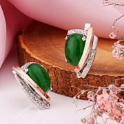 Silberohrringe 925º mit Gold in Deutschland kaufen Zirkonia Jadeit