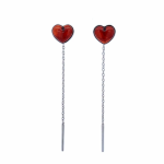 Серьги протяжки из серебра 925 Продёвки с янтарём