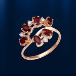 Золотое кольцо Гранат & Фианит