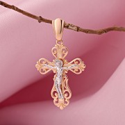 Russisches Gold 585 in Deutschland Kreuzanhänger mit Kruzifix