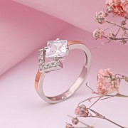 Серебряное кольцо с золотом. Фианит