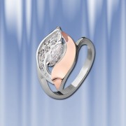 Russische Silber und Gold Ring mit Zirkon