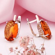 Серьги из серебра 925 пробы с золотом Фианиты