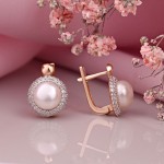 Perlen & Zirkonia. Goldohrringe