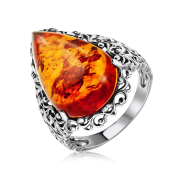 Silberring mit Bernstein