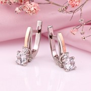 Серебряные серьги с золотом "Секрет". Фианиты