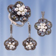 Silberset mit Perlen & Zirkonia