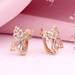 Серьги из русского золота 585 пробы Биколор Фианит