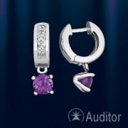 Ohringe aus Weissgold mit Diamanten und Amethyst