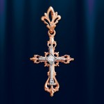 Cross pendant russisan red gold