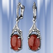 Ohrhaenger mit Goldsand,  Silber