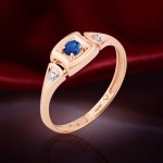 Goldring mit Brillanten, Saphire 