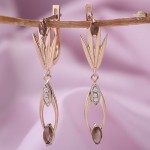 Серьги золотые. Раухтопаз & Фианиты