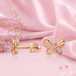 Серьги гвоздики золотые с фианитами