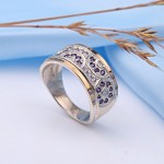 Серебряное кольцо с позолотой "Узорное". Фианиты