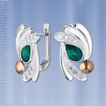 Ohrringe mit Malachit. Silber & Gold 