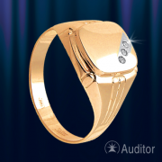 Золотой перстень с фианитами "Трио"