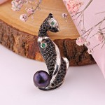 Silberbrosche mit Gold, Zirkonia und Perle