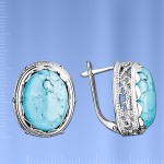 Russisches Silber Ohrringe mit Tuerkis