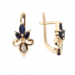 Goldene Ohrringe mit Saphiren und Diamanten