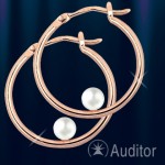 Ohrringe "Kreolen"aus Rotgold mit Perlen