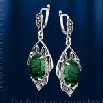 Russisches Silber Ohrhaenger mit Malachit