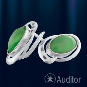  Ohrringe mit Jade. Russische Silber