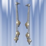 Серебряные серьги-подвески с жемчугом