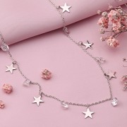 Silberhalskette "Sterne". Zirkonia