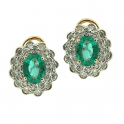 Goldene Ohrringe mit Smaragden und Diamanten