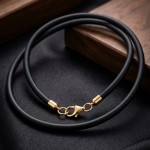 Каучуковый гайтан с золотом 585