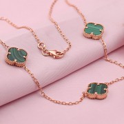 Goldcollier aus Rotgold 585 mit Malachit ⌀10 mm