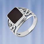  Herrenring mit Obsidian Silber