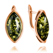 Vergoldete Silberohrringe mit gruenem Bernstein