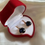 Позолоченные серьги-подвески. Иолит