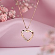 Goldhalskette "Herz". Zirkonia