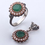 Silberset mit Smaragde