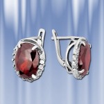 Серьги  из Серебра с Гранатом "Ореол".