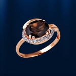 Золотое кольцо Раухтопаз & Фианит