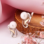 Серьги из серебра 925 пробы с золотом Жемчуг