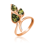 Серебряное позолоченное кольцо "Янтарные грозди"