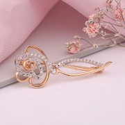 Rotgoldbrosche mit Zirkonia