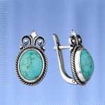 Russisches Silber Ohrringe mit Tuerkis