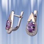 Ohrringe mit Zirkon. Silber&Gold