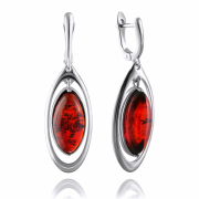 Ohrhaenger aus Silber mit Bernstein