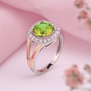 Silberring mit Gold. Zirkonia & Sultanit