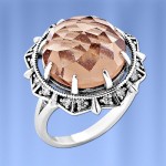 Серебряное кольцо Кристалл. Раухтопаз & Фианит