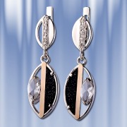 Ohrhaenger  mit Onyx. Silber  & Gold
