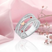 Серебряное кольцо с золотом "Романтика". Эмаль