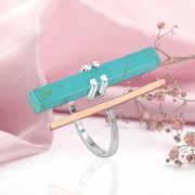 Silberring mit Tuerkis & Gold